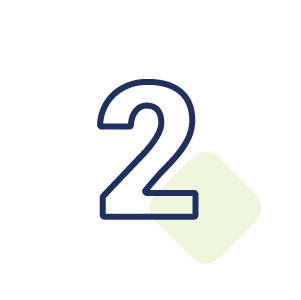 Eine große, dunkelblaue Zahl 2 befindet sich in der Mitte eines hellgrauen Hintergrunds mit einer schwachen, hellgrünen Rautenform hinter der Zahl.