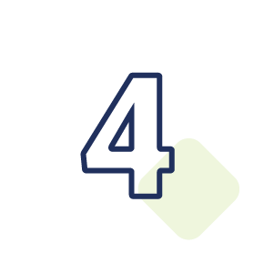 Ein kräftiger, dunkelblauer Umriss der Zahl 4 ist auf einem hellgrauen Hintergrund zentriert, mit einem schwachen, blassgelben quadratischen Schatten hinter und rechts unten von der Ziffer.